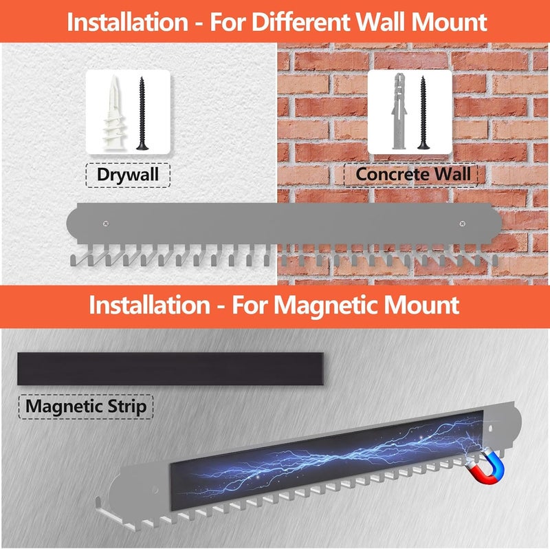 FIPUTE Can Cooler Sleeves Holder Magnetic for Fridge/Wall Mounted, 25 Hooks Metal Beer Can Sleeves Storage Organizer and Dispenser, Gifts for Men Dad, Home Bars (1PACK-SILVER) - Image 5